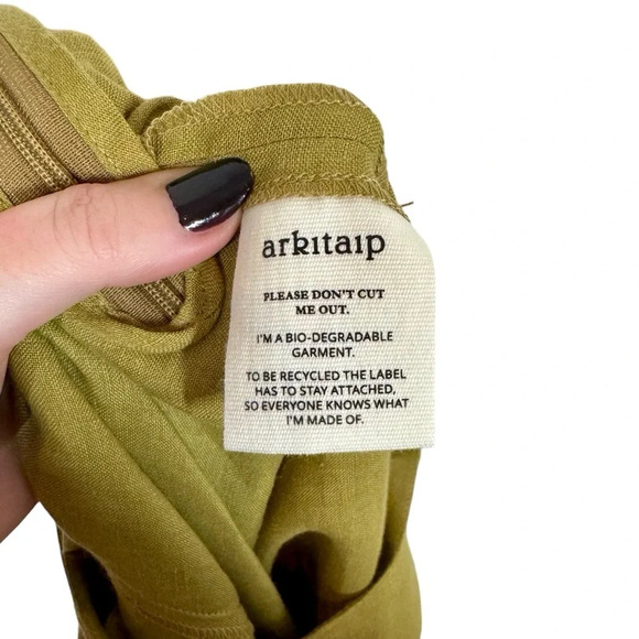 arkitaip Clara Flared Linen Trousers Willow Green High Rise 100% Belgian Linen - Picture 8 of 10